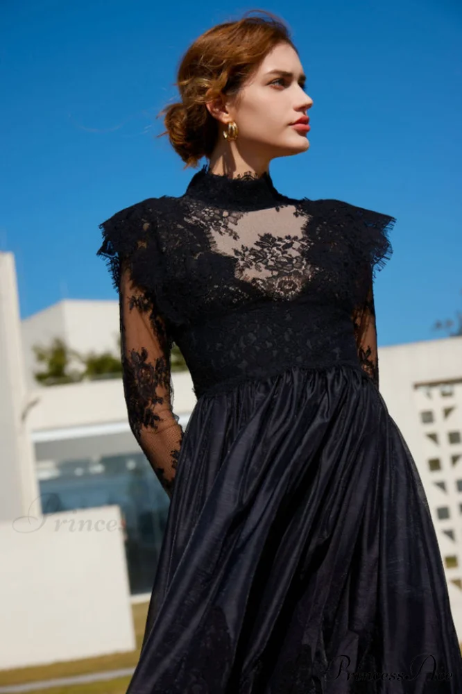 Jamie Black Floral Charming Lace Stitching Dress - Image 5