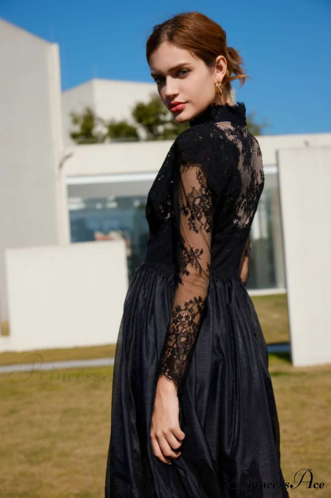 Jamie Black Floral Charming Lace Stitching Dress - Image 6
