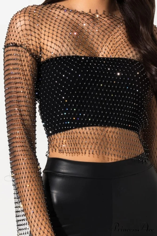 Black Stone Stylish Mesh Blouse - Image 3
