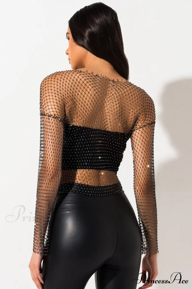 Black Stone Stylish Mesh Blouse - Image 4