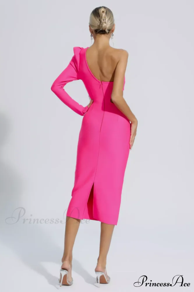 Angelica One-Shoulder Stylish Flower Appliqu鑼?Dress - Image 12