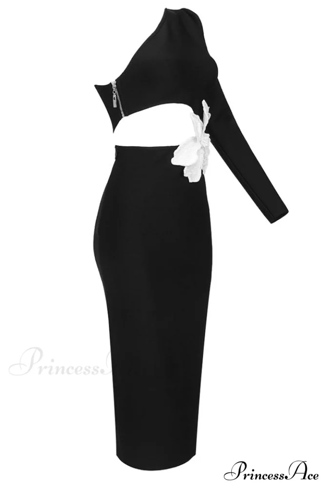 Angelica One-Shoulder Stylish Flower Appliqu鑼?Dress - Image 19