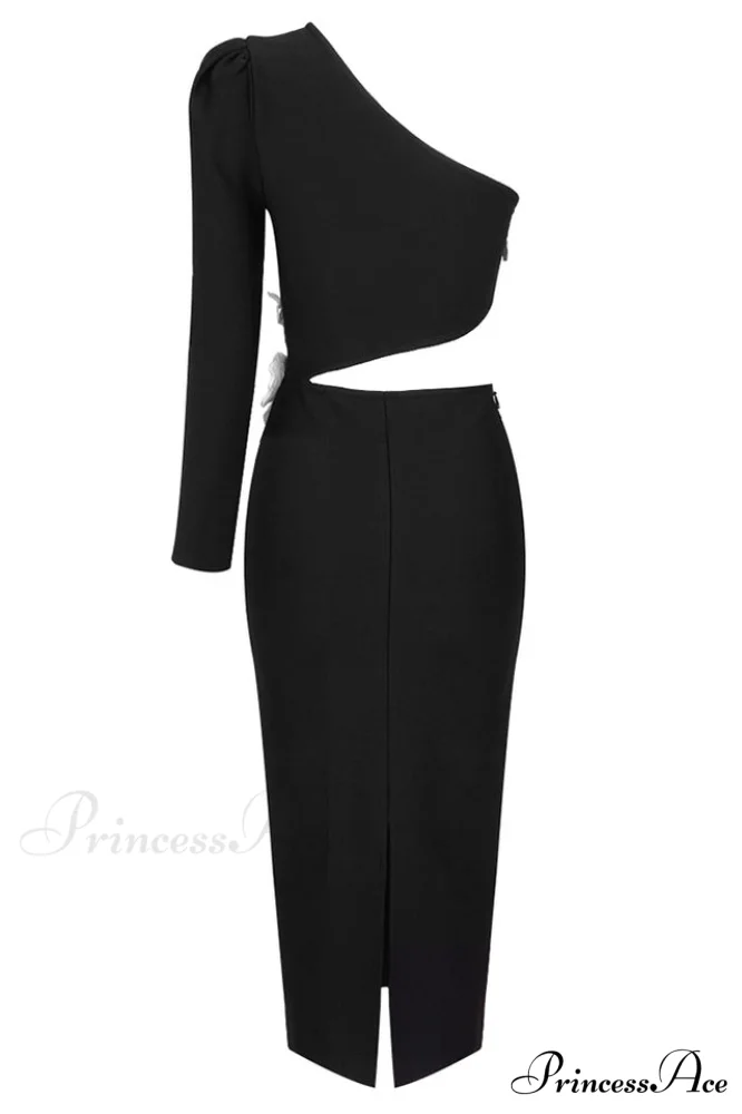 Angelica One-Shoulder Stylish Flower Appliqu鑼?Dress - Image 20