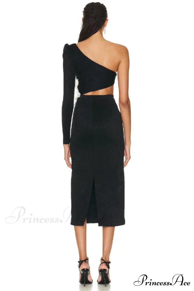 Angelica One-Shoulder Stylish Flower Appliqu鑼?Dress - Image 7