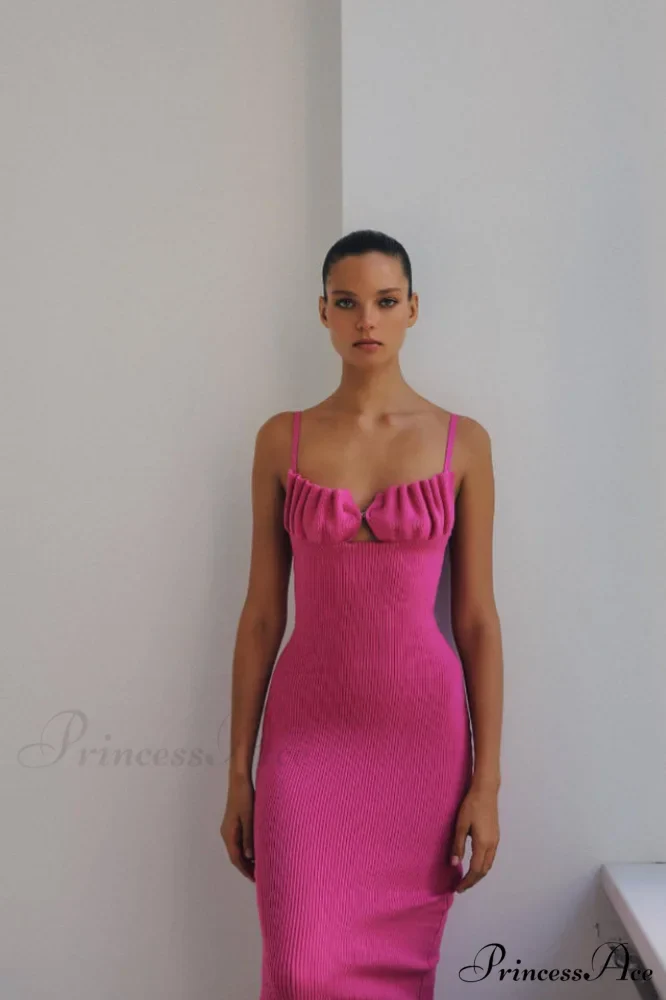 Draped Bustier Stylish Ribbed Midi Dress - Image 11