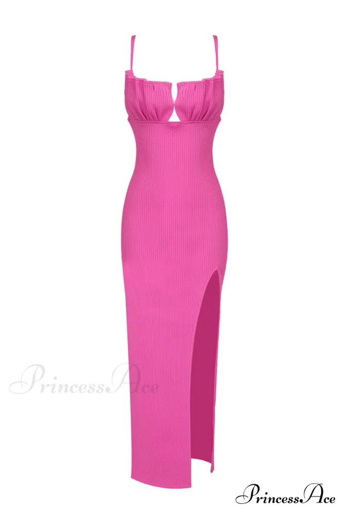 Draped Bustier Stylish Ribbed Midi Dress - Image 14