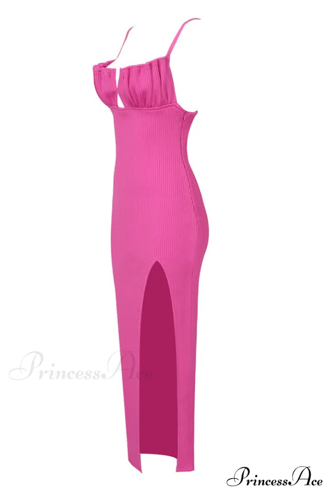 Draped Bustier Stylish Ribbed Midi Dress - Image 15