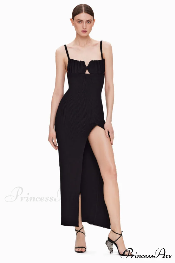 Draped Bustier Stylish Ribbed Midi Dress - Image 6