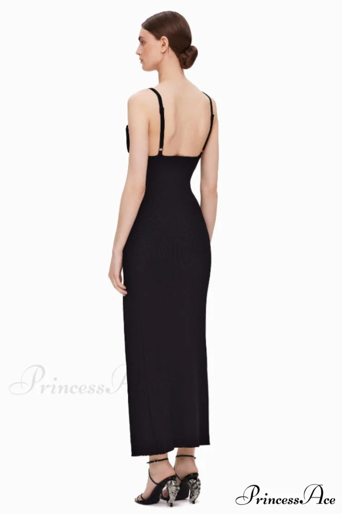 Draped Bustier Stylish Ribbed Midi Dress - Image 7