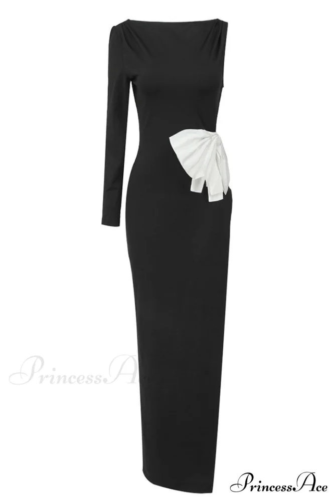 Chloe One Shoulder Charming Bow Detail Dress - Image 15