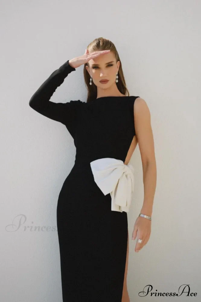 Chloe One Shoulder Charming Bow Detail Dress - Image 7