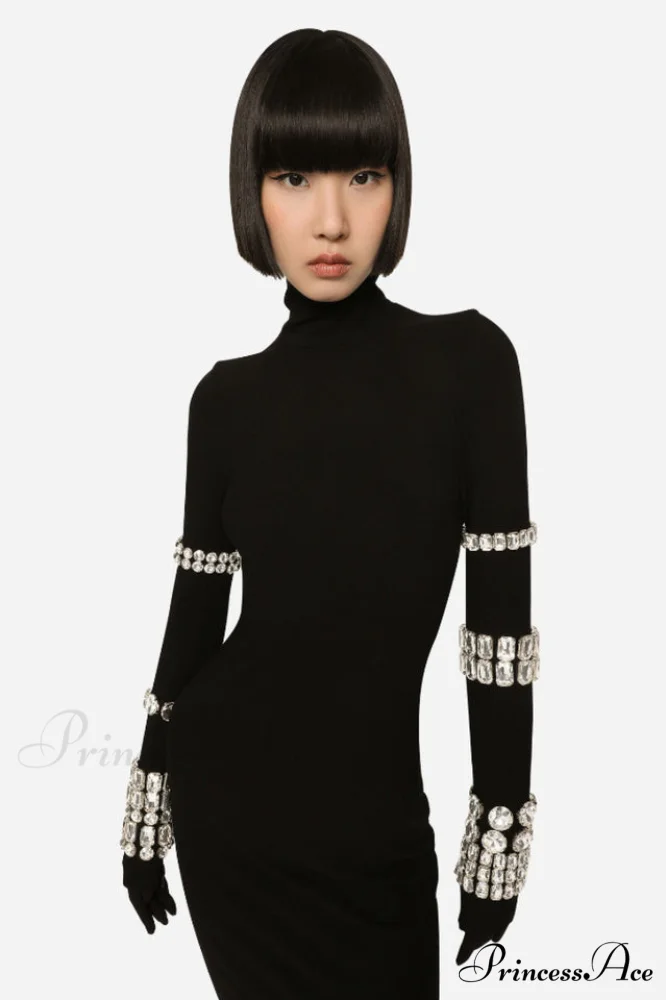 Kris Rhinestone Stylish Bodycon Dress - Image 3