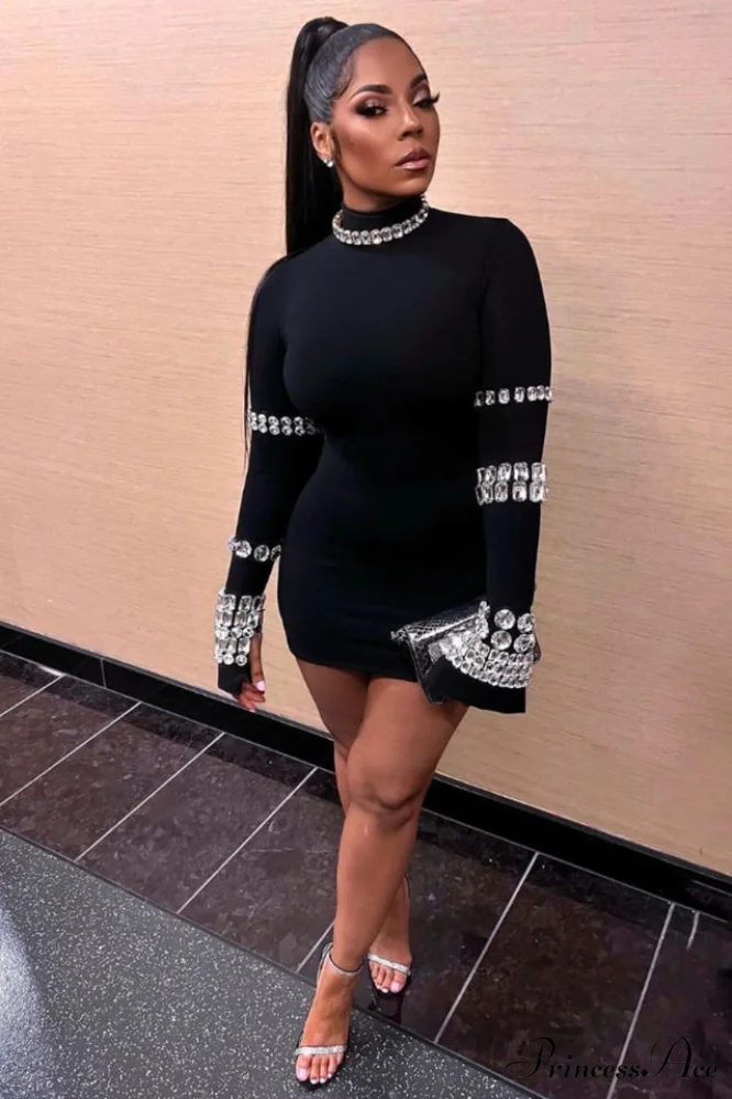 Kris Rhinestone Stylish Bodycon Dress - Image 6