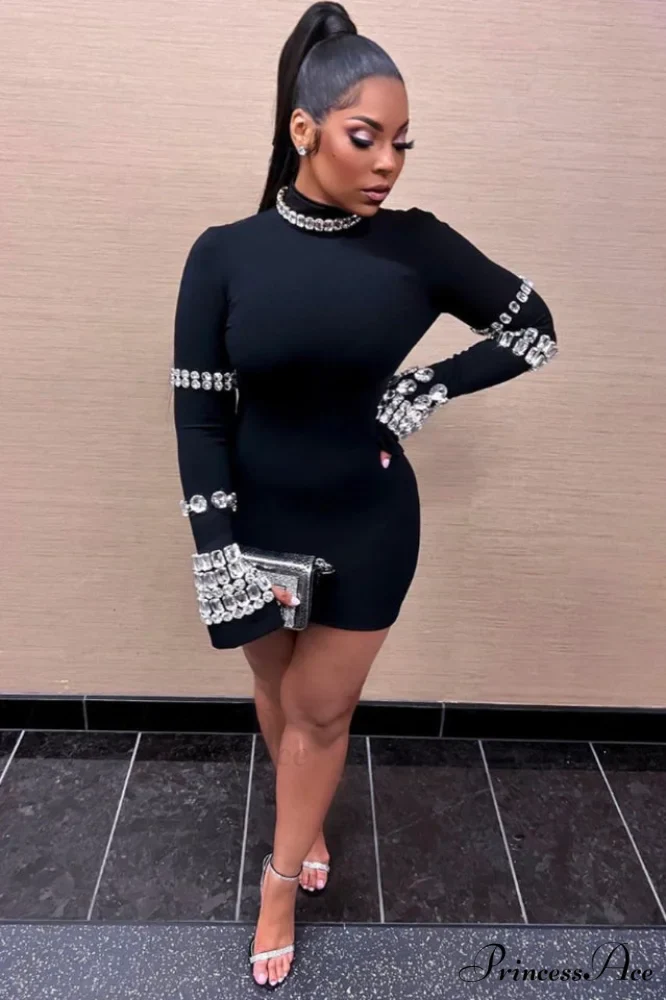 Kris Rhinestone Stylish Bodycon Dress - Image 7