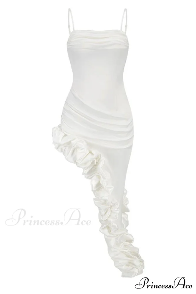 Florence Off Shoulder Charming Asymmetric Ruffle Dress - Image 16