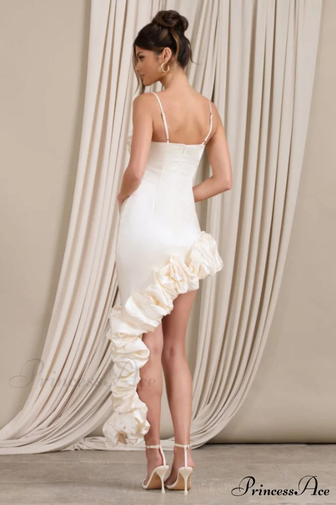 Florence Off Shoulder Charming Asymmetric Ruffle Dress - Image 4