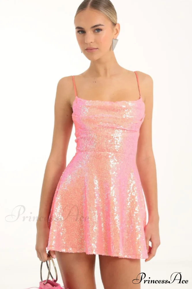 Jewel Sequin Stylish Cowl Neck Dress - Image 4