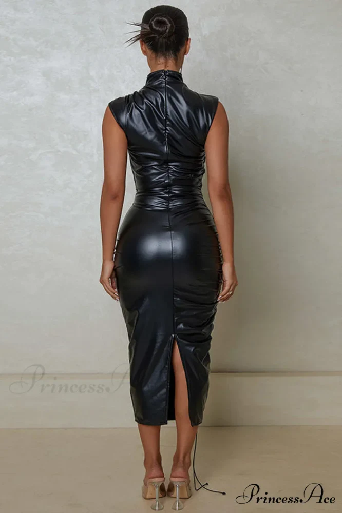Erica High Stylish Collar Midi Dress - Image 6