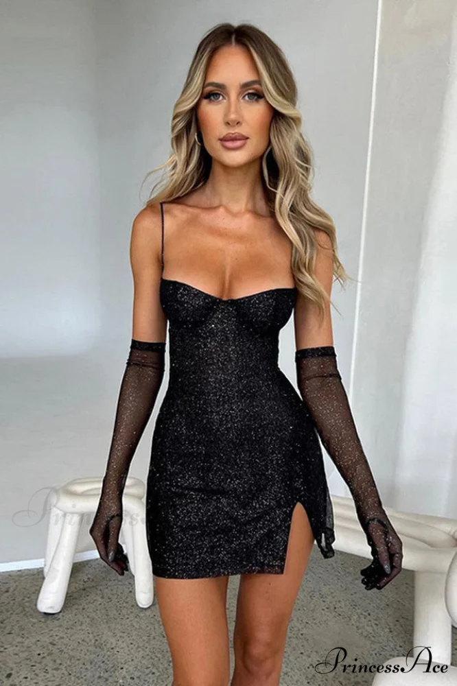 Georgia Shiny Stylish Dress With Gloves - Image 4