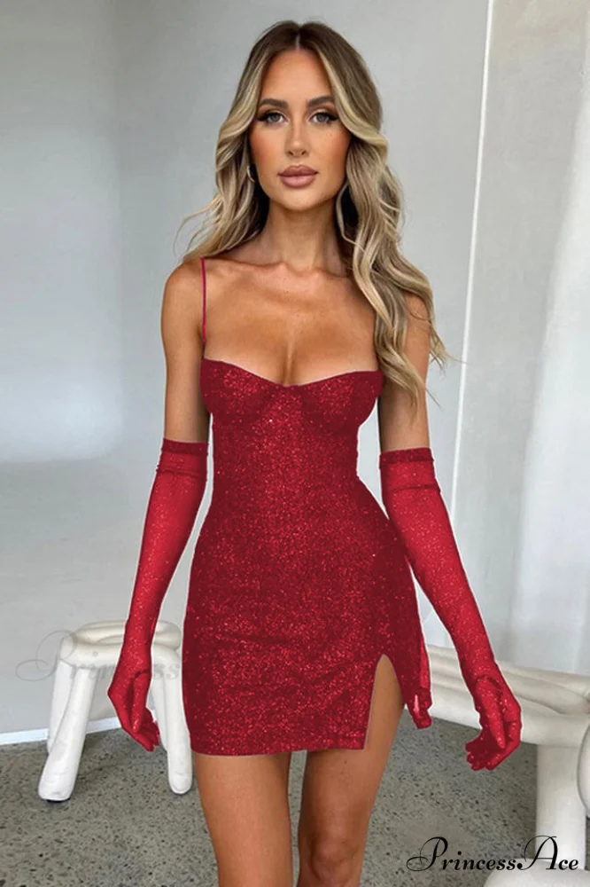 Georgia Shiny Stylish Dress With Gloves - Image 6