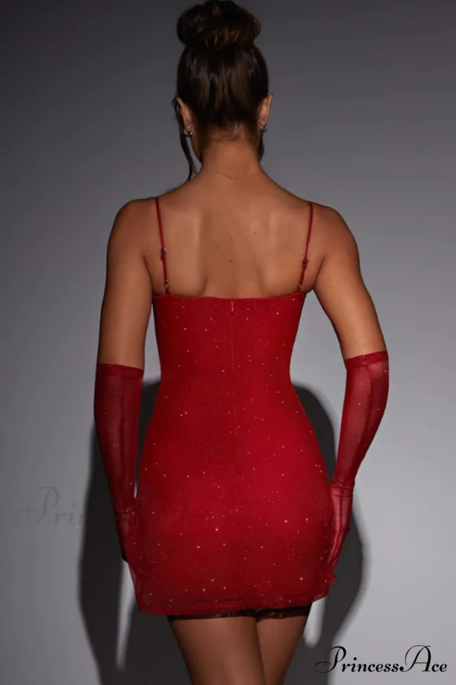 Georgia Shiny Stylish Dress With Gloves - Image 9
