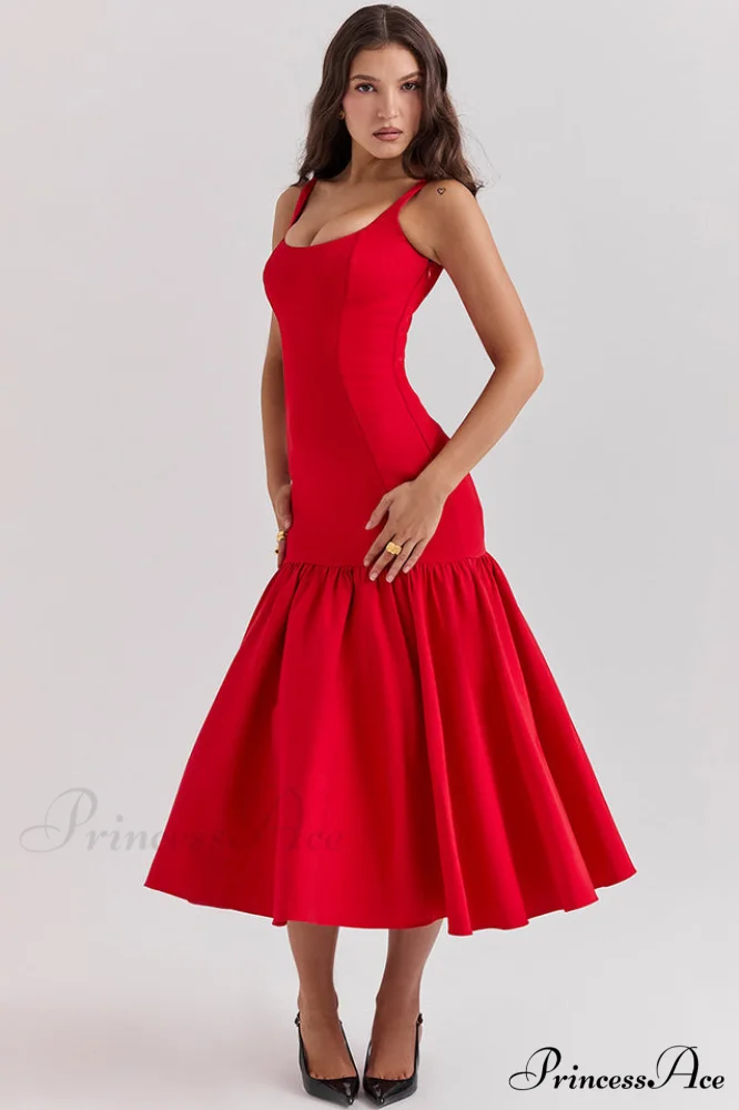 Amore Dropped Stylish Waist Midi Dress - Image 8