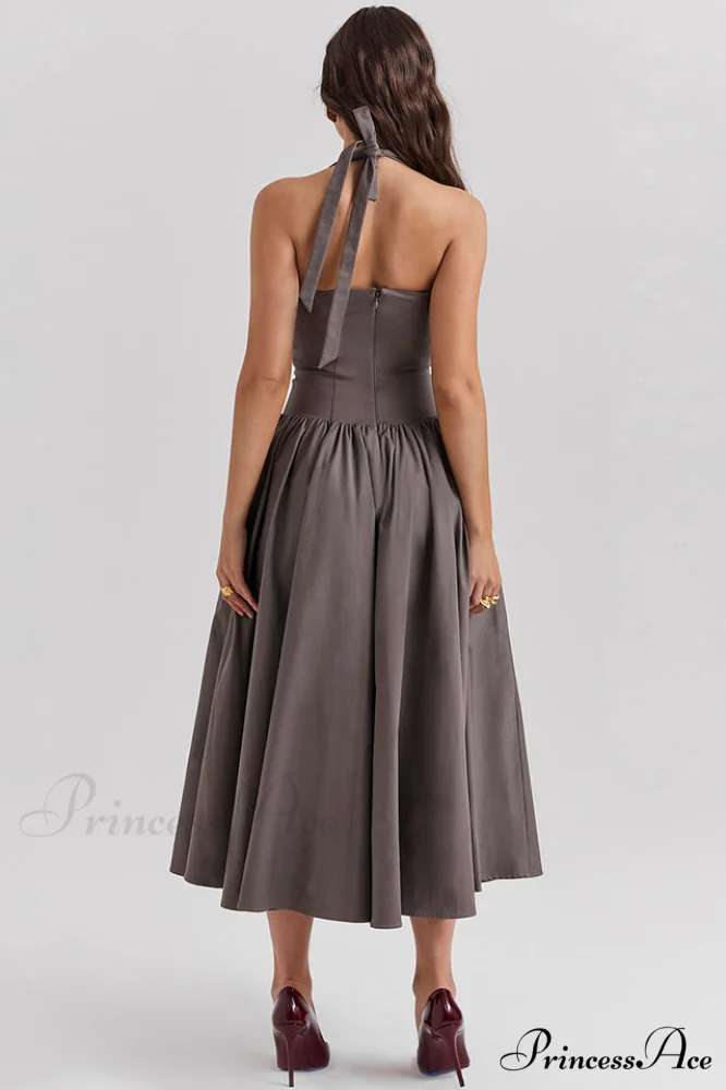 Coquette Scarlet Stylish Halter Midi Dress - Image 10