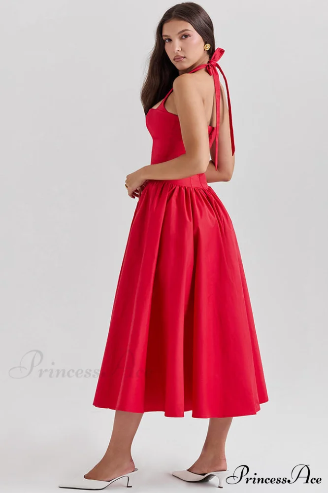 Coquette Scarlet Stylish Halter Midi Dress - Image 5