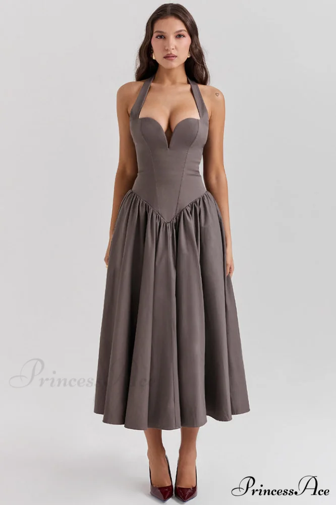 Coquette Scarlet Stylish Halter Midi Dress - Image 6