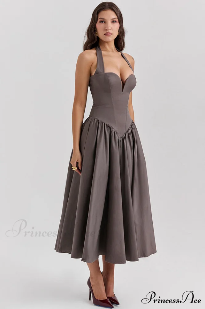 Coquette Scarlet Stylish Halter Midi Dress - Image 7