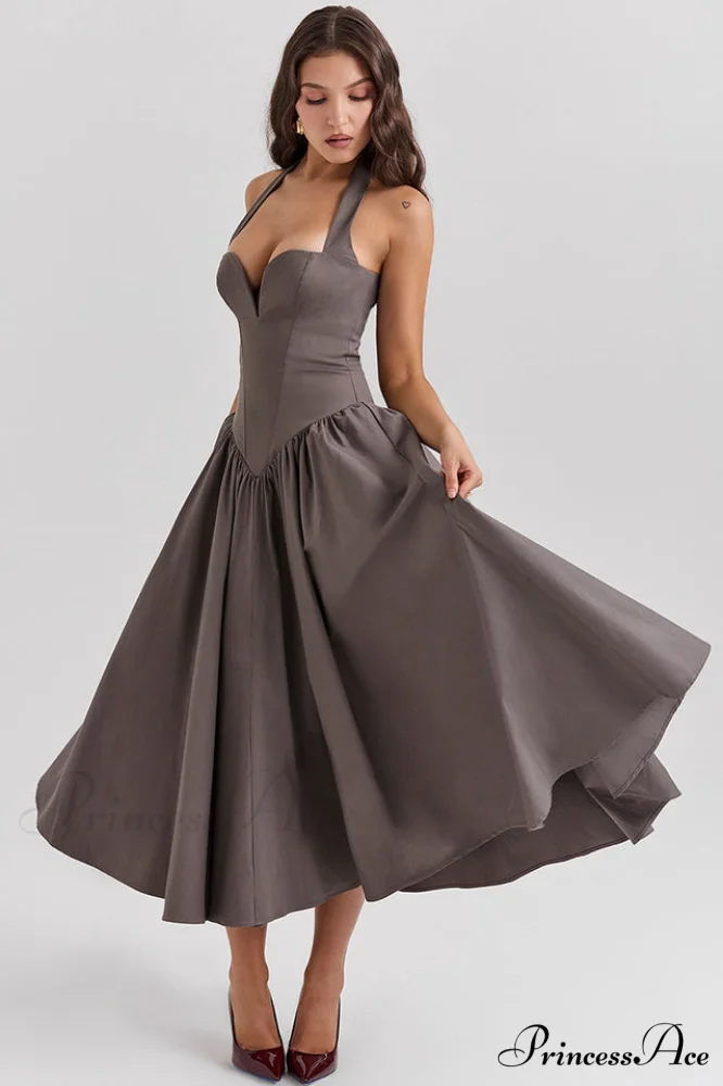 Coquette Scarlet Stylish Halter Midi Dress - Image 8