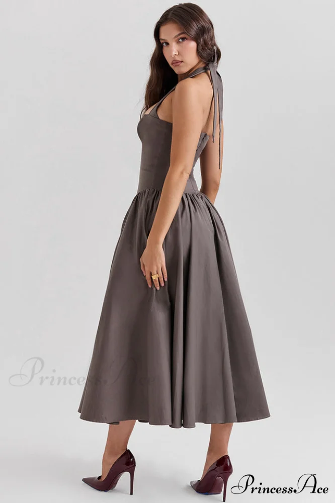 Coquette Scarlet Stylish Halter Midi Dress - Image 9