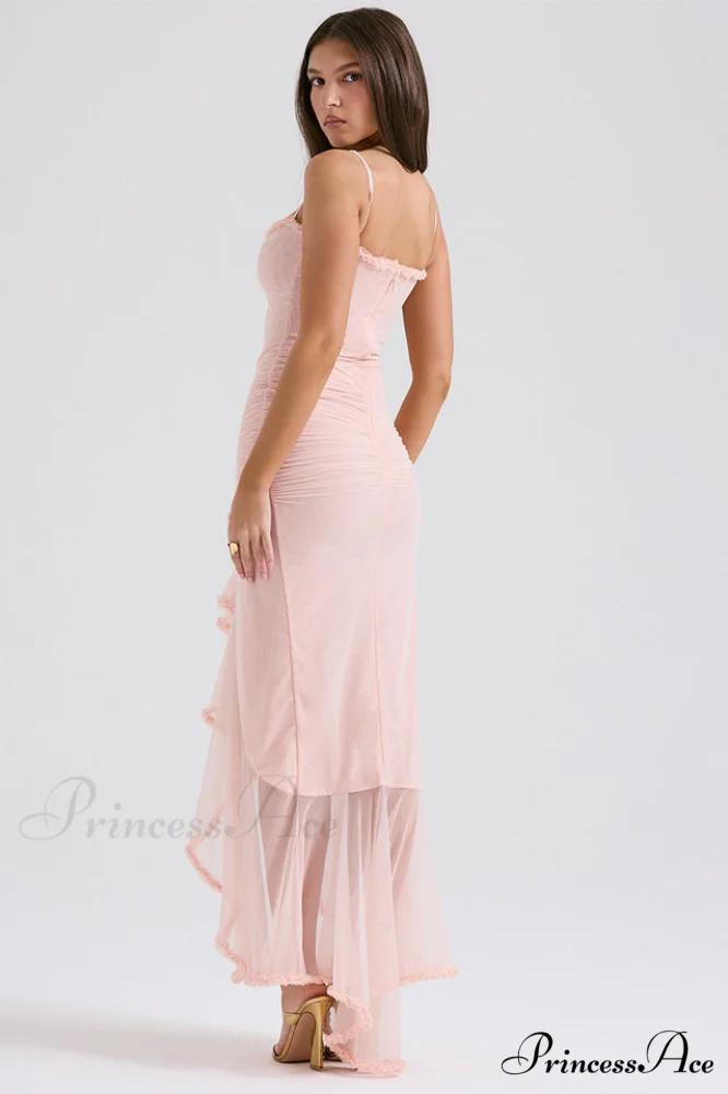 Gabriella Light Stylish Peach Ruffle Dress - Image 3