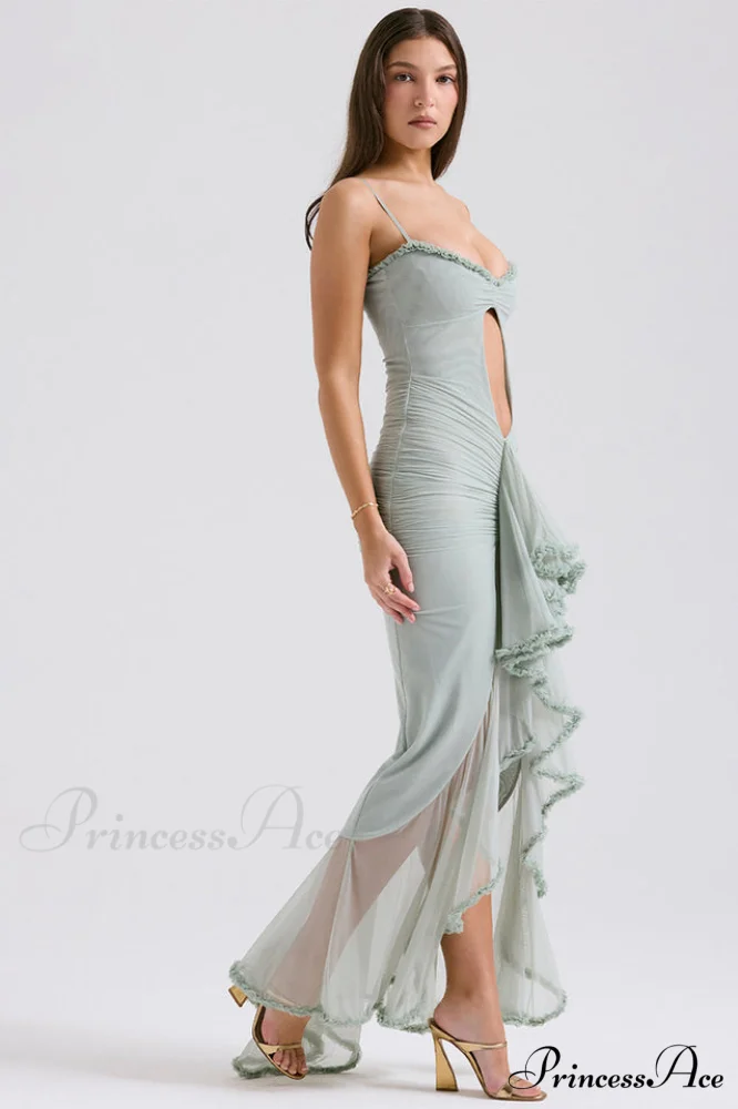 Gabriella Light Stylish Peach Ruffle Dress - Image 8