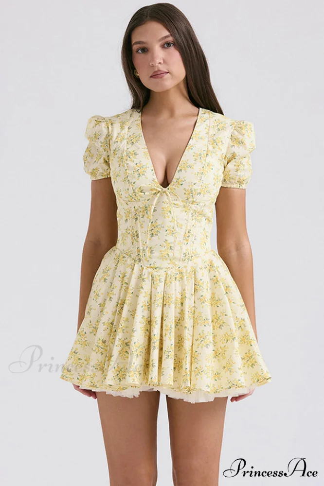 Faith Vintage Floral Charming Pleated Mini Dress - Image 2