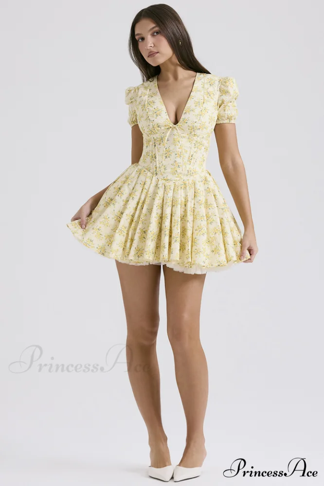 Faith Vintage Floral Charming Pleated Mini Dress - Image 7