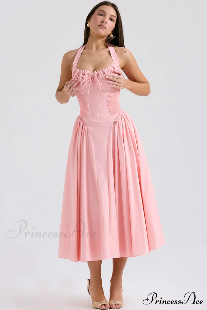 Adabella Cotton Stylish Halter Midi Sundress - Image 12