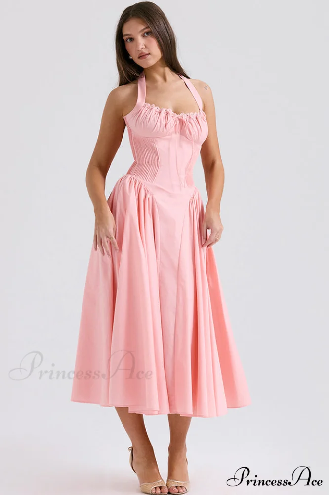 Adabella Cotton Stylish Halter Midi Sundress - Image 13