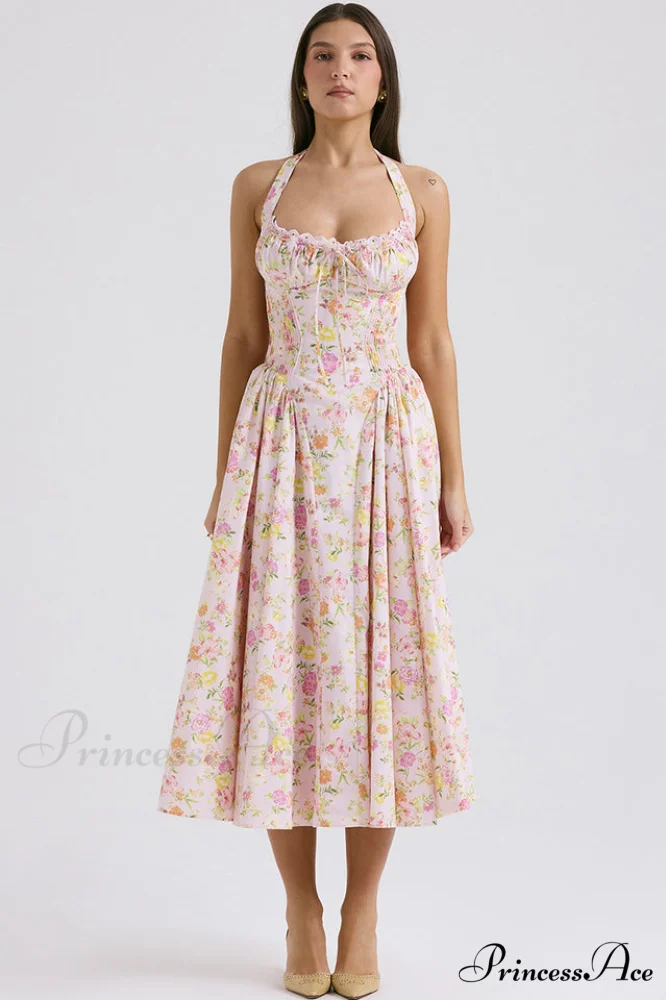 Adabella Cotton Stylish Halter Midi Sundress - Image 17