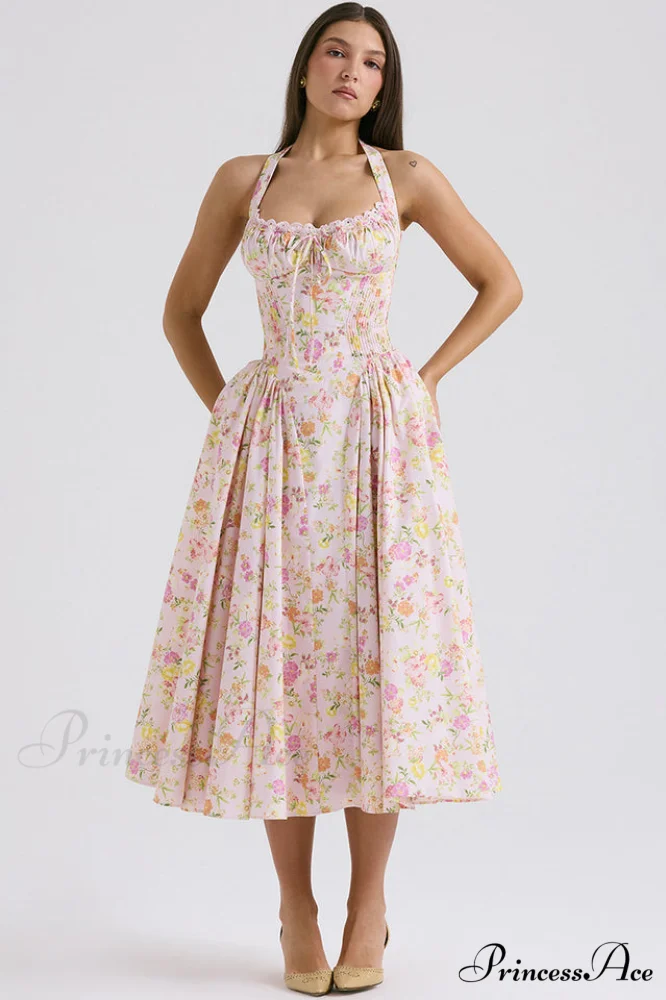 Adabella Cotton Stylish Halter Midi Sundress - Image 18