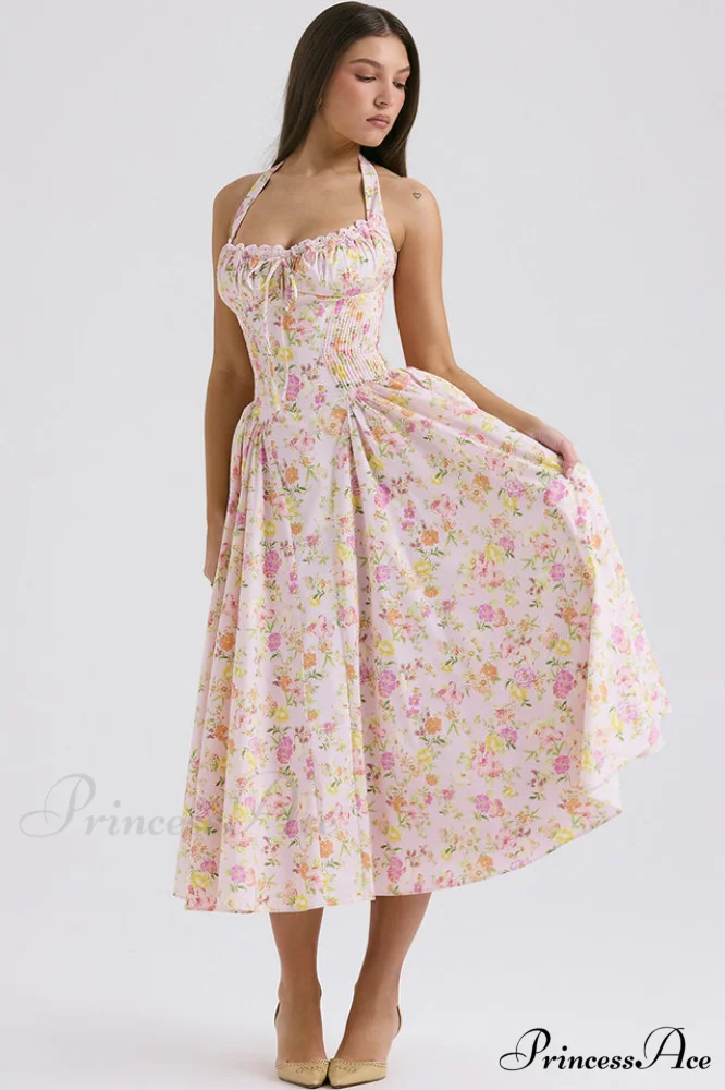 Adabella Cotton Stylish Halter Midi Sundress - Image 19