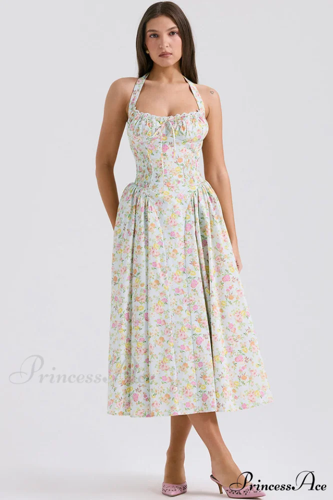 Adabella Cotton Stylish Halter Midi Sundress - Image 2
