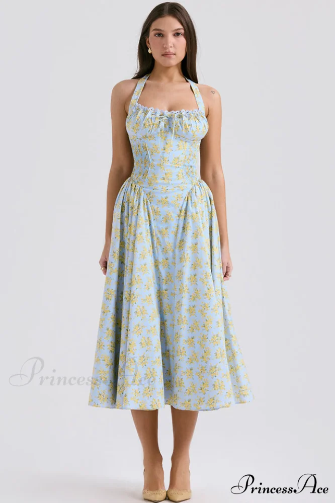 Adabella Cotton Stylish Halter Midi Sundress - Image 24