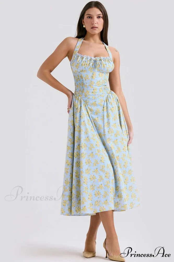 Adabella Cotton Stylish Halter Midi Sundress - Image 25