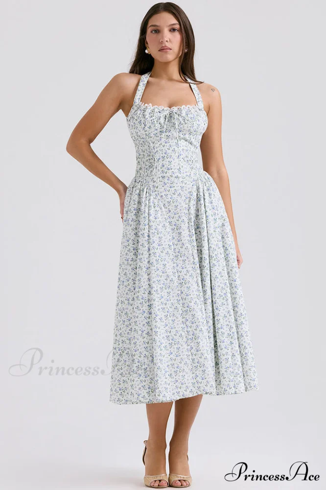 Adabella Cotton Stylish Halter Midi Sundress - Image 29