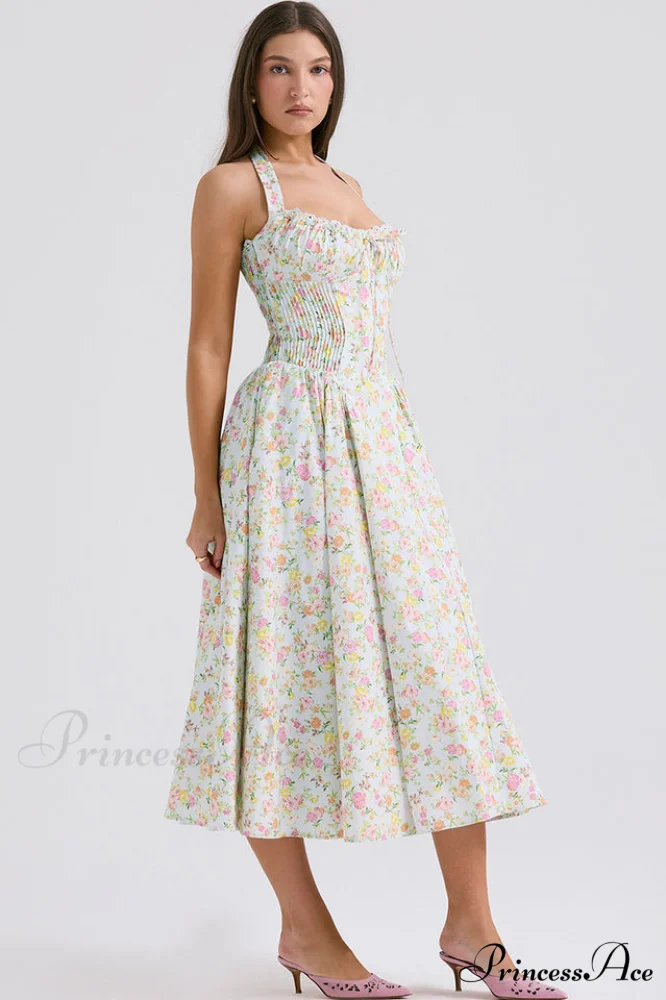 Adabella Cotton Stylish Halter Midi Sundress - Image 3