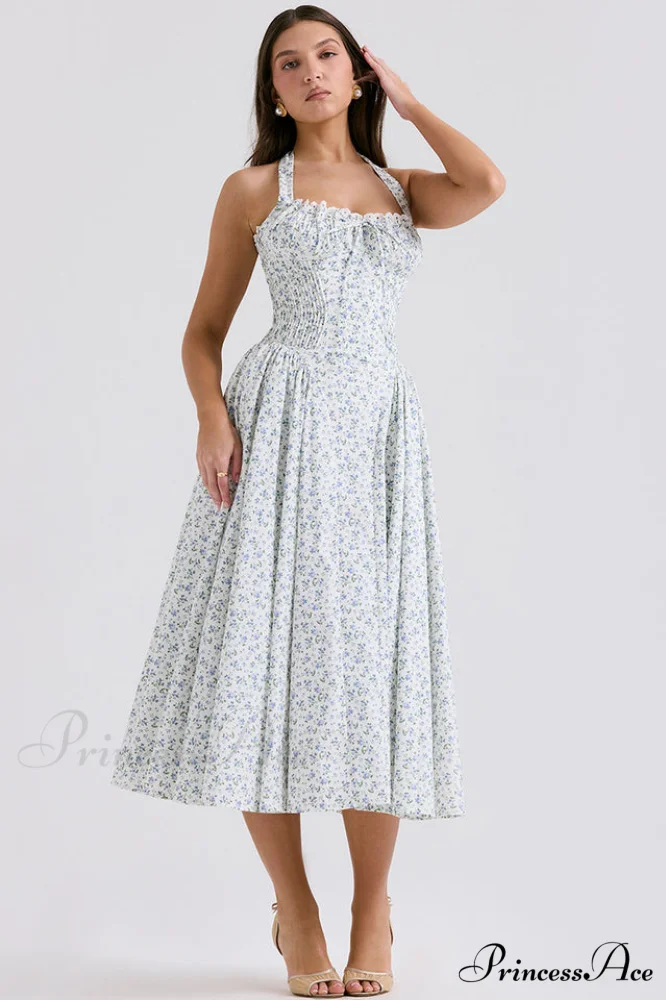 Adabella Cotton Stylish Halter Midi Sundress - Image 30