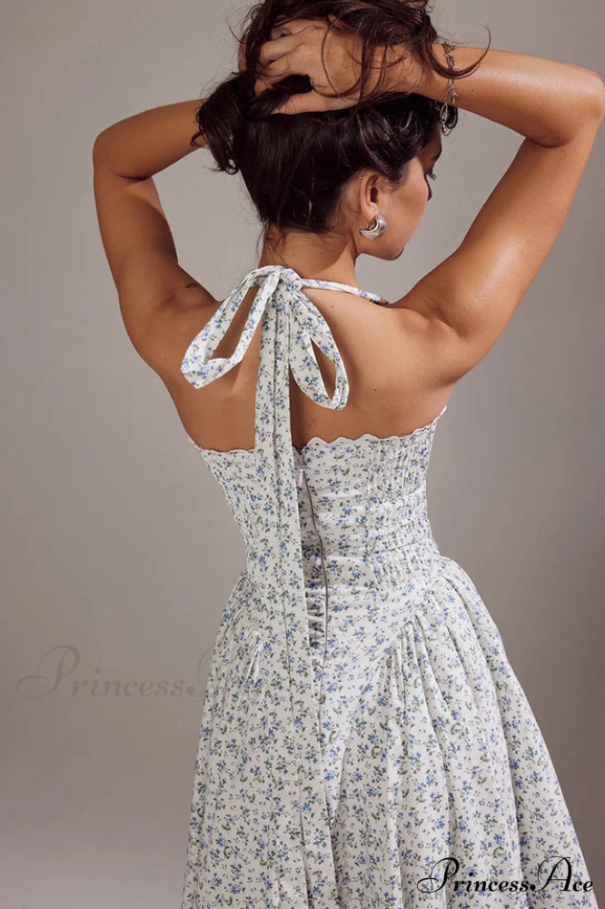 Adabella Cotton Stylish Halter Midi Sundress - Image 36