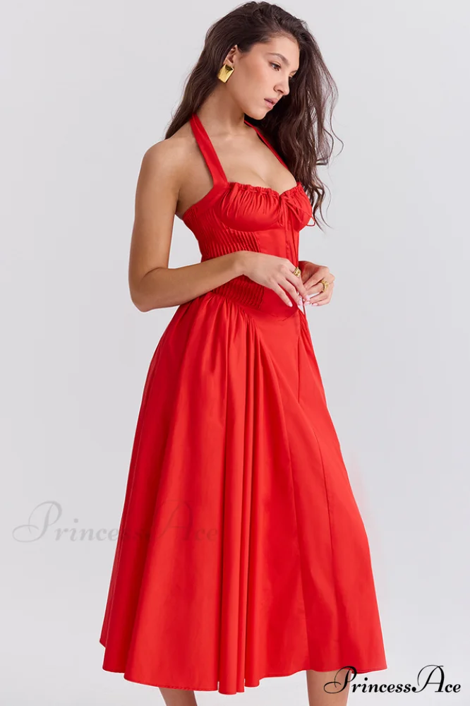 Adabella Cotton Stylish Halter Midi Sundress - Image 39