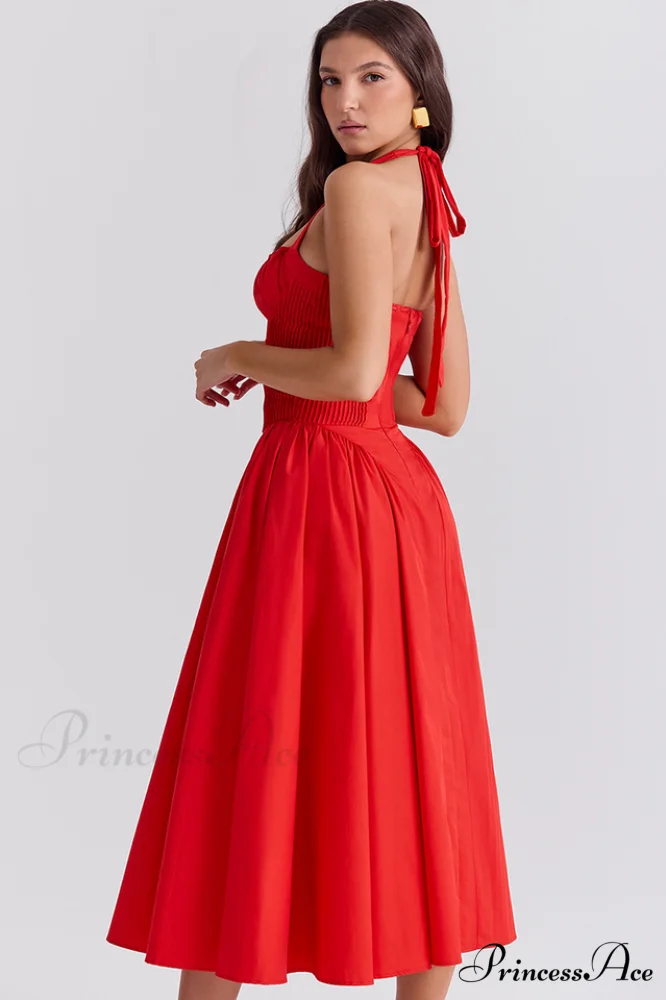 Adabella Cotton Stylish Halter Midi Sundress - Image 40